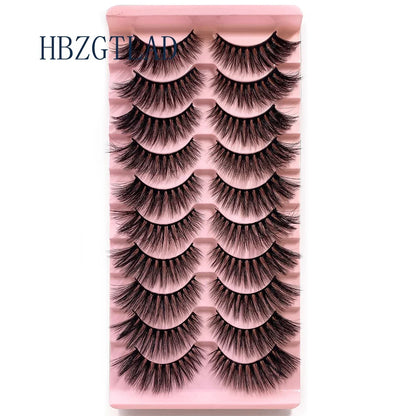 NEW 10pairs 100% Real Fake Mink Eyelashes 3D Natural False Eyelashes 3d Mink Lashes Soft Eyelash Extension Makeup Kit Cilios h13