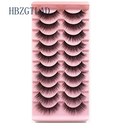 NEW 10pairs 100% Real Fake Mink Eyelashes 3D Natural False Eyelashes 3d Mink Lashes Soft Eyelash Extension Makeup Kit Cilios h13
