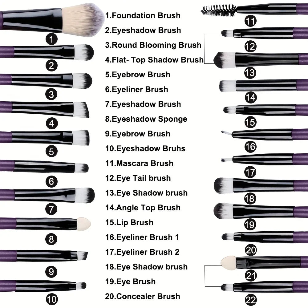 20pcs Eye Makeup Brush Set Portable Soft Makeup Brushes Beauty Tools Foundation Eyeshadow Eyeliner Brush Multi-function Beginner